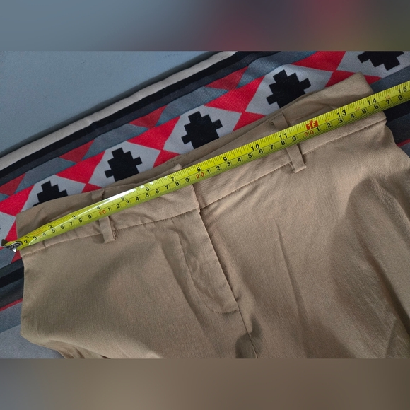 Vtg Y2K Express Womens Juniors Sz 1 / 2 Stretch Long Mid Rise Flare Khaki Pants - Picture 6 of 7